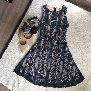 Charlotte Russe Blue Lace Sleeveless Dress